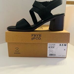 FRYE and Co Black Strappy Block Heel Sandals